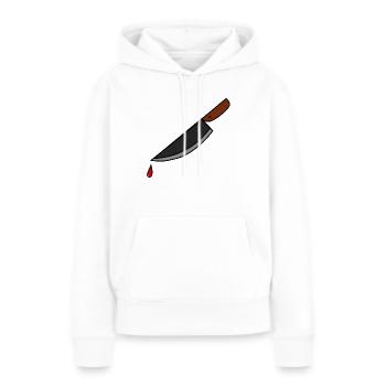 Couteau sanglant - Sweat à capuche Premium bio Femme - blanc - Devant - Julia (174cm)