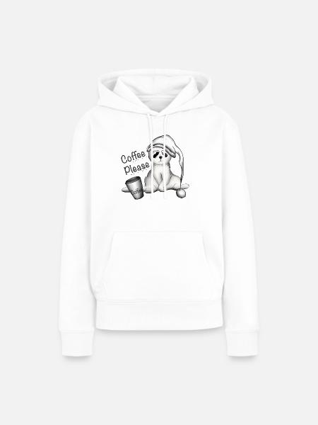 Kaffee faules Tier - Frauen Premium Bio Hoodie - Weiß