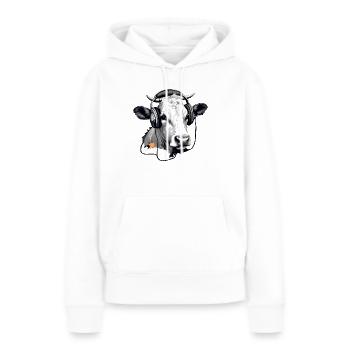 Jiji la vache audiophile - Sweat à capuche Premium bio Femme - blanc - Devant - Julia (174cm)