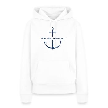 WIR SIND HAMBURG, marine - Frauen Premium Bio Hoodie - Weiß - Vorne - Julia (174cm)