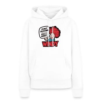 VENTEUX. JE NE CRIE PAS, C’EST JUSTE QU’IL Y A VRAIMENT DU VENT - Sweat à capuche Premium bio Femme - blanc - Devant - Julia (174cm)
