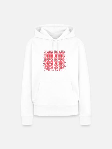 Liebe Pixel Design - Frauen Premium Bio Hoodie - Weiß