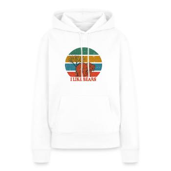 Retro Bear J’aime les ours - Sweat à capuche Premium bio Femme - blanc - Devant - Julia (174cm)