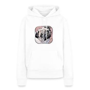 Mops - Frauen Premium Bio Hoodie - Weiß - Vorne - Julia (174cm)