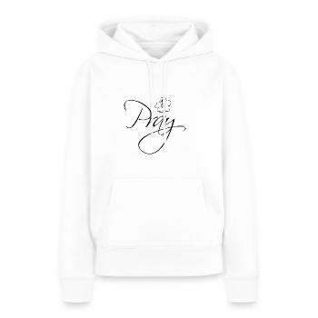 prier fleur fleur - Sweat à capuche Premium bio Femme - blanc - Devant - Julia (174cm)