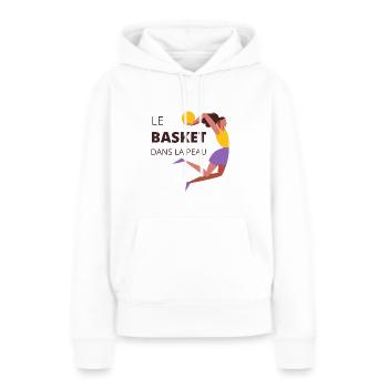 Le basket dans la peau basketball féminin humour - Sweat à capuche Premium bio Femme - blanc - Devant - Julia (174cm)