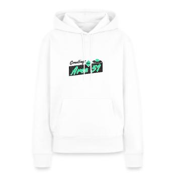 Salutations de la zone 51 - Sweat à capuche Premium bio Femme - blanc - Devant - Julia (174cm)