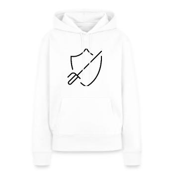 Bouclier - Sweat à capuche Premium bio Femme - blanc - Devant - Julia (174cm)