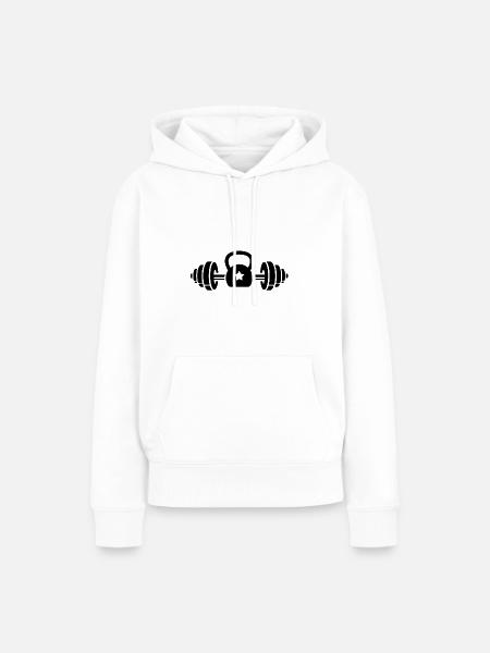 Hantel - Frauen Premium Bio Hoodie - Weiß