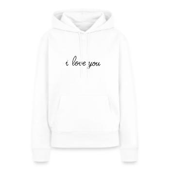 I Love You - Sweat à capuche Premium bio Femme - blanc - Devant - Julia (174cm)