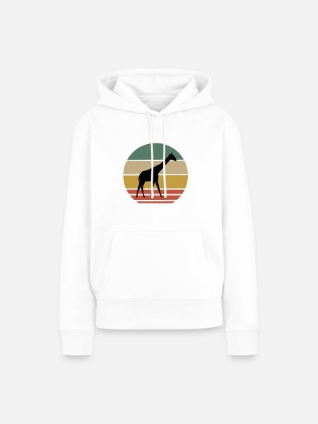 Retro Giraffen Print - Frauen Premium Bio Hoodie - Weiß