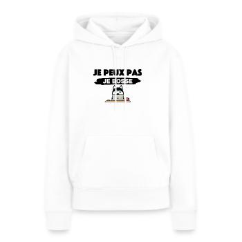 Je peux pas je bosse - Sweat à capuche Premium bio Femme - blanc - Devant - Julia (174cm)
