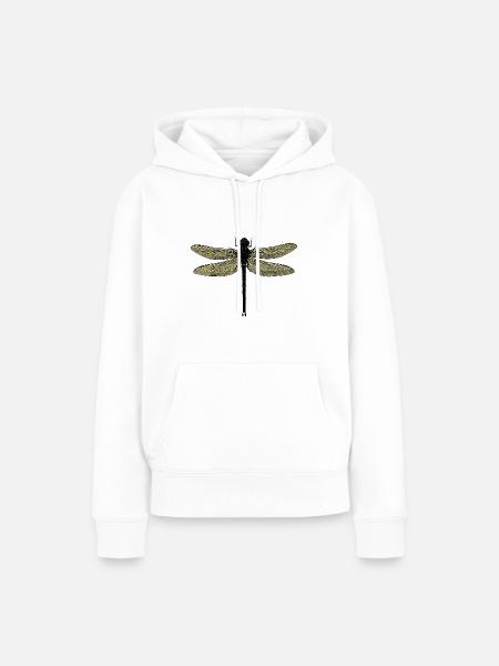 Eine Libelle - Dragonfly - Dame Premium hoodie, økologisk bomuld - hvid