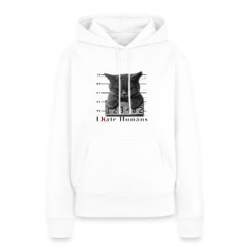 Cat hates humans Mugshot - Sweat à capuche Premium bio Femme - blanc - Devant - Julia (174cm)