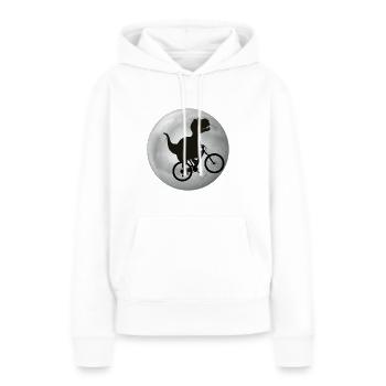 DINO E.T. on BIKE - Frauen Premium Bio Hoodie - Weiß - Vorne - Julia (174cm)
