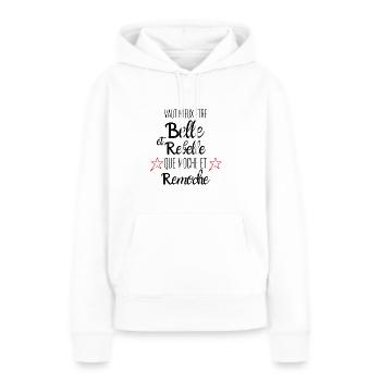 Belle et rebelle humour - Sweat à capuche Premium bio Femme - blanc - Devant - Julia (174cm)