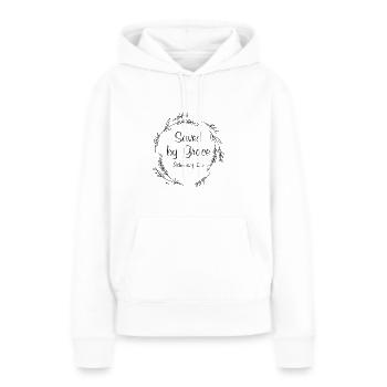 Saved by Grace Jesus Faith Don Foi - Sweat à capuche Premium bio Femme - blanc - Devant - Julia (174cm)