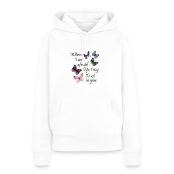 When I am afraid I put my Trust in you Cadeau - Sweat à capuche Premium bio Femme - blanc - Devant - Julia (174cm)