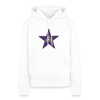 Étoile anarchiste pourpre avec Triskele - Sweat à capuche Premium bio Femme - blanc - Devant - Julia (174cm)
