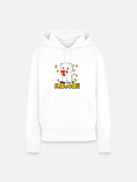 Kätzchen - Frauen Premium Bio Hoodie - Weiß