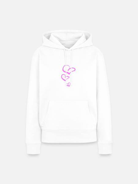herzen herz - Frauen Premium Bio Hoodie - Weiß