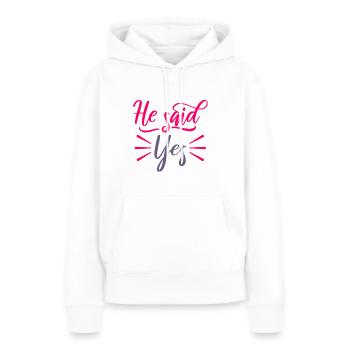 He said YES - Sweat à capuche Premium bio Femme - blanc - Devant - Julia (174cm)