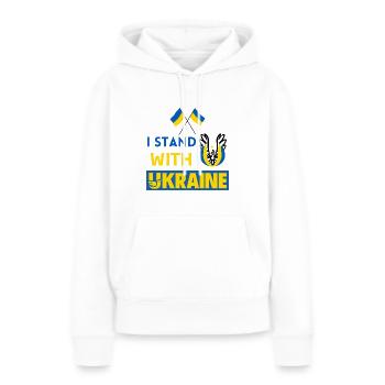 Ich stehe mit der Ukraine - Frauen Premium Bio Hoodie - Weiß - Vorne - Julia (174cm)
