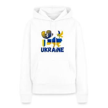 Ukraine| Ich unterstütze die Ukraine - Frauen Premium Bio Hoodie - Weiß - Vorne - Julia (174cm)