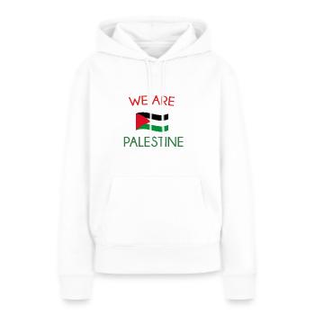 nous sommes la palestine - Sweat à capuche Premium bio Femme - blanc - Devant - Julia (174cm)