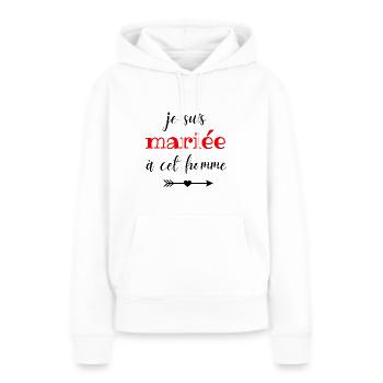 t shirt duo jeune mariée - Sweat à capuche Premium bio Femme - blanc - Devant - Julia (174cm)