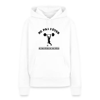 ne pas péter - Sweat à capuche Premium bio Femme - blanc - Devant - Julia (174cm)