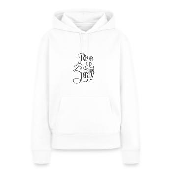 Le design chrétien lève-toi et prie - Sweat à capuche Premium bio Femme - blanc - Devant - Julia (174cm)