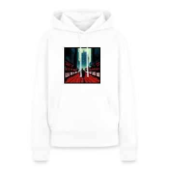 Ronin/Samouraï dans les rues de Tokyo - Sweat à capuche Premium bio Femme - blanc - Devant - Julia (174cm)