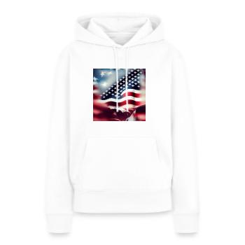 Logo du drapeau américain - Sweat à capuche Premium bio Femme - blanc - Devant - Julia (174cm)