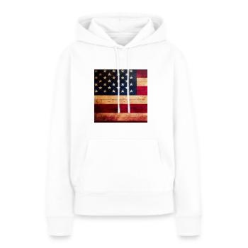 Logo du drapeau américain - Sweat à capuche Premium bio Femme - blanc - Devant - Julia (174cm)