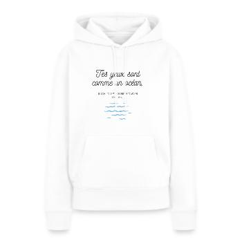 Tee-shirt drague yeux océan - Sweat à capuche Premium bio Femme - blanc - Devant - Julia (174cm)