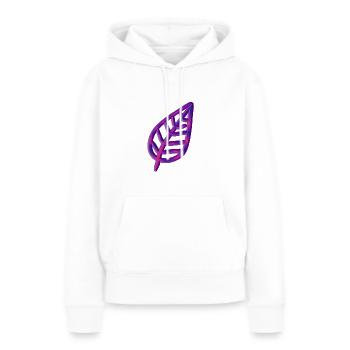 Symbole de feuille violet naturel épais - Sweat à capuche Premium bio Femme - blanc - Devant - Julia (174cm)