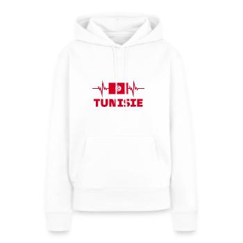 Tunesien Fußball 2022 Tunesien Herzschlag Tunesien - Frauen Premium Bio Hoodie - Weiß - Vorne - Julia (174cm)