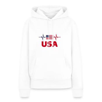 États-Unis d'Amérique Football battement de cœur - Sweat à capuche Premium bio Femme - blanc - Devant - Julia (174cm)