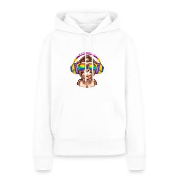 Chimpanse mit Kopfhörern und Sonnenbrille - Frauen Premium Bio Hoodie - Weiß - Vorne - Julia (174cm)