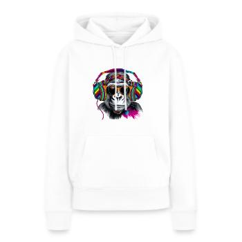 Hingucker Affe mit Kopfhörern und Sonnenbrille - Frauen Premium Bio Hoodie - Weiß - Vorne - Julia (174cm)
