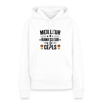 Meilleur Ramasseur De Cèpes Champignons Cèpe - Sweat à capuche Premium bio Femme - blanc - Devant - Julia (174cm)