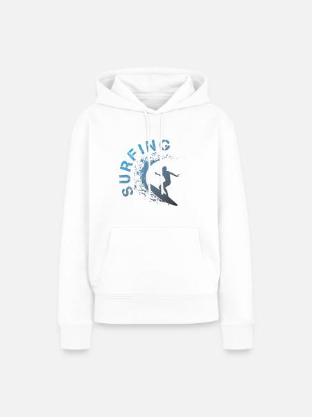 SURFING - Frauen Premium Bio Hoodie - Weiß