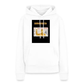 america america - Frauen Premium Bio Hoodie - Weiß - Vorne - Julia (174cm)