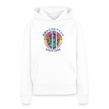 Geisha futuriste - Sweat à capuche Premium bio Femme - blanc - Devant - Julia (174cm)