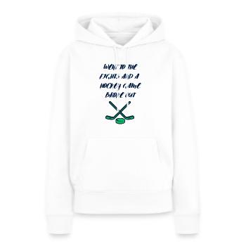 Je suis allé aux bagarres et une partie de hockey a éclaté - Sweat à capuche Premium bio Femme - blanc - Devant - Julia (174cm)