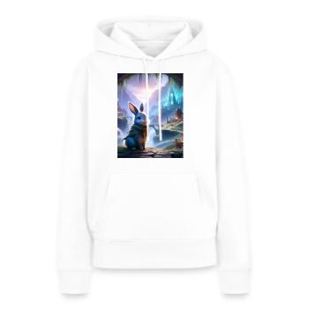 Lié à l’aube - Sweat à capuche Premium bio Femme - blanc - Devant - Julia (174cm)