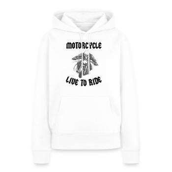 VIVRE POUR ROULER - Sweat à capuche Premium bio Femme - blanc - Devant - Julia (174cm)