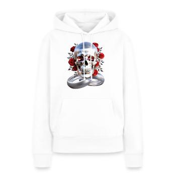 Crâne avec anneaux - Sweat à capuche Premium bio Femme - blanc - Devant - Julia (174cm)