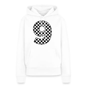 Numéro 9 à carreaux - Sweat à capuche Premium bio Femme - blanc - Devant - Julia (174cm)